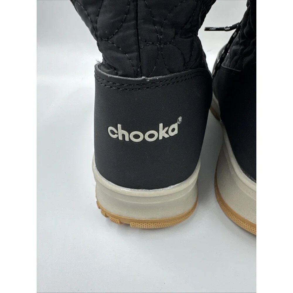 Chooka Women's Belltown Black Mid Faux Fur Insulated Winter Snow Boots 11
